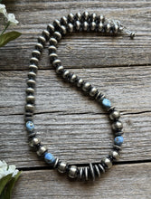 Load image into Gallery viewer, Sterling Silver Golden Hill Turquoise Nuggets W Pearls Bead Necklace. 18 inch