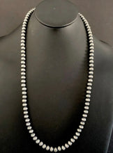 Load image into Gallery viewer, 8mm 28 Inch 925 Sterling Silver Oxidized Pearls Bead Necklace Southwestern