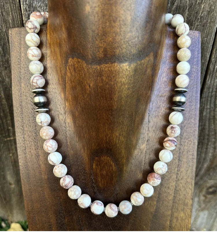 Sterling Silver Wild Horse Round Bead Necklace. 18 inch
