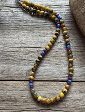 Load image into Gallery viewer, Bumblebee Jasper Multi Stone Color Sterling Silver Bead Necklace. 18 inch Gift