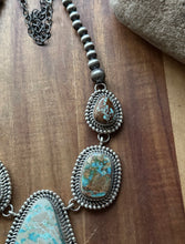 Load image into Gallery viewer, Navajo Handmade Sterling Silver Royston Turquoise Lariat Pearls Bead Necklace KY