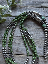 Load image into Gallery viewer, Sterling Silver Pearls Sonoran Gold Turquoise Nuggets Bead Necklace 30 Inch