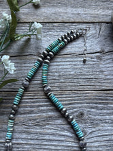 Load image into Gallery viewer, Southwestern Sterling Silver Blue Turquoise W Pearls Bead Necklace 18 inch Gift