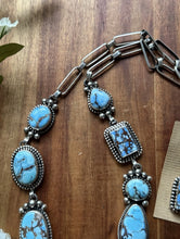 Load image into Gallery viewer, Navajo Sterling Silver Golden Hill Turquoise Chain Lariat Necklace Mary Ellen