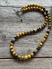 Load image into Gallery viewer, Bumblebee Jasper Multi Stone Color Sterling Silver Bead Necklace. 18 inch Gift