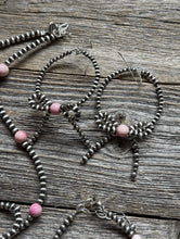 Load image into Gallery viewer, Bow Sterling Silver Pink Conch 4mm Pearls Bead Necklace Earrings Bracelet Set