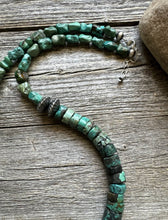 Load image into Gallery viewer, Southwestern 925 Sterling Silver Turquoise Heishi Bead Necklace 24 inch