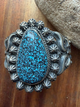 Load image into Gallery viewer, Navajo sterling silver turquoise cuff bracelet