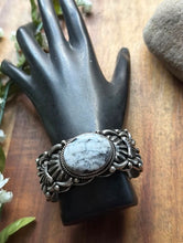 Load image into Gallery viewer, Tsosie White TO Sterling Silver White Buffalo Turquoise Cuff Bracelet Navajo