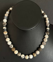 Load image into Gallery viewer, Southwestern Sterling Silver Brown Wild Horse Bead Necklace. 18 inch