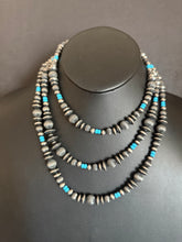 Load image into Gallery viewer, Sterling silver turquoise necklace 60 Inch