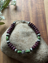 Load image into Gallery viewer, Purple Spiny Oyster Sonoran Gold Turquoise Sterling Silver Pearls Bead Bracelet
