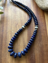 Load image into Gallery viewer, Sterling Silver Graduated Lapis Bead Necklace. 18 inch. Gift