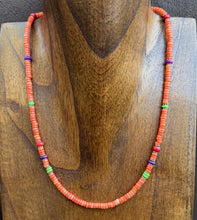 Load image into Gallery viewer, Sterling Silver Orange Bamboo Coral Multi Stone Bead Necklace. 18 Inch Gift