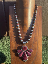 Load image into Gallery viewer, Navajo Sterling Silver Purple Spiny Oyster Pendant Necklace Earrings Set