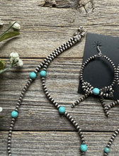 Load image into Gallery viewer, Bow Sterling Silver Turquoise 4mm Pearls Bead Necklace Earrings Bracelet Set