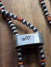 Load image into Gallery viewer, Native American Sterling Silver Spiny Oyster Pearls Jackla Bead Necklace