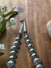 Load image into Gallery viewer, Navajo Sterling Silver Turquoise Stamped Pillow Beads Bead Necklace Earrings 22”