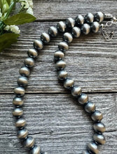 Load image into Gallery viewer, 12mm 28 Inch 925 Sterling Silver Oxidized Pearls Bead Necklace Southwestern
