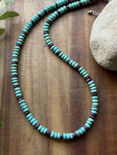 Load image into Gallery viewer, Sterling Silver Turquoise Purple Spiny Oyster Bead Necklace. 20 Inch