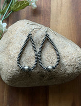 Load image into Gallery viewer, Southwestern Sterling Silver Flat Saucer Pearls Bead Loop Earrings 2.5 Inch