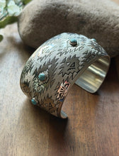 Load image into Gallery viewer, Navajo Native American Sterling Silver Turquoise Cuff Bracelet T