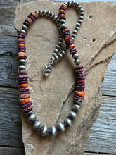Load image into Gallery viewer, Sterling silver purple orange spiny oyster necklace 22 inch