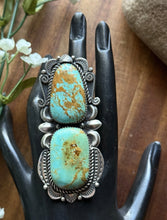 Load image into Gallery viewer, Native American Sterling Silver Turquoise Adjustable Ring M