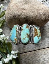 Load image into Gallery viewer, Navajo Sterling Silver Number 8 Turquoise Cuff Bracelet. C Yazzie Gift