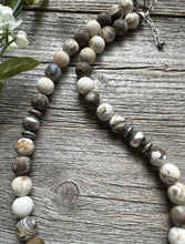 Load image into Gallery viewer, Southwestern Sterling Silver Brown Wild Horse Bead Necklace. 18 inch