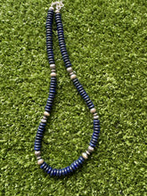 Load image into Gallery viewer, Sterling silver lapis bead necklace 18 inch