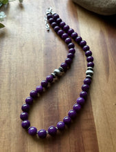 Load image into Gallery viewer, Sterling Silver Dyed Purple Sugilite Bead Necklace. 18 inch. Gift