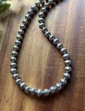 Load image into Gallery viewer, Sterling Silver 10mm Stamped Pearls Bead Necklace. 18 Inch