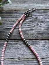 Load image into Gallery viewer, Southwestern Sterling Silver Pink Conch 6mm Pearls Bead Necklace 18 Inch
