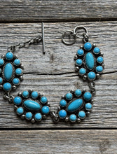 Load image into Gallery viewer, Navajo Native Sterling Silver Turquoise Cluster Chain Bracelet La Rose