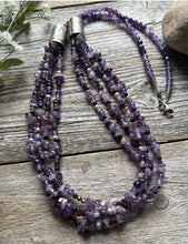 Load image into Gallery viewer, Sterling Silver Multi Strand Stone Purple Pearls Bead Necklace. 32 inch