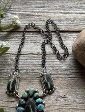 Load image into Gallery viewer, Navajo Sterling Silver Black Jack Turquoise Cluster Lariat Y Chain Necklace KY
