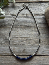 Load image into Gallery viewer, Lapis 4mm Sterling Silver Pearls Choker Bead Necklace. 16 Inch. Gift