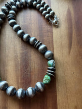 Load image into Gallery viewer, Sterling Silver Pearls Sonoran Gold Turquoise Nuggets Bead Necklace 24 inch