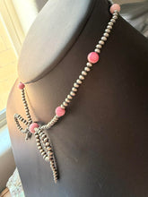 Load image into Gallery viewer, Sterling silver pink conch bow necklace 18 inch