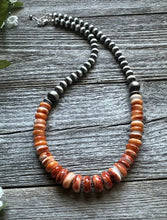 Load image into Gallery viewer, Sterling Silver Orange Spiny Oyster W Pearls Bead Necklace 18 inch