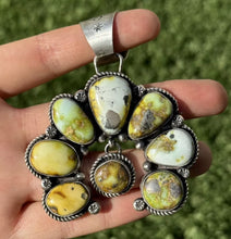 Load image into Gallery viewer, Navajo Sterling Silver Green Palomino Turquoise Naja Pendant Handmade KY