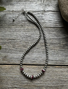 Sterling Silver 4mm Pearls Purple Spiny Oyster Bead Necklace Choker 14 inch