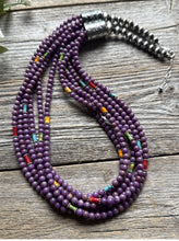 Load image into Gallery viewer, Sterling Silver Multi Strand Stone Purple Pearls Bead Necklace. 24 inch