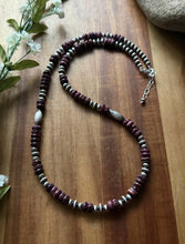 Load image into Gallery viewer, Sterling Silver Purple Spiny Oyster W Multi Bead Pearls Necklace. 24 inch. Gift