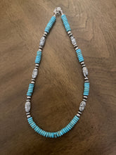 Load image into Gallery viewer, Sterling silver  turquoise wb turquoise bead necklace 18 inch