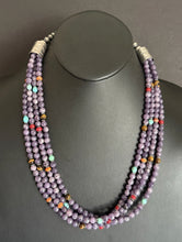 Load image into Gallery viewer, Sterling Silver Multi Strand Stone Purple Pearls Bead Necklace. 24 inch
