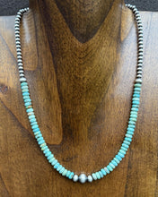 Load image into Gallery viewer, Sterling Silver Blue Turquoise W Multi Bead Pearls Necklace. 18 Inch. Gift