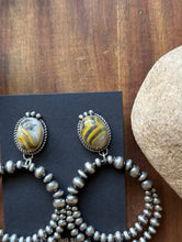 Load image into Gallery viewer, Navajo Sterling Silver Yellow Bumblebee Jasper Pearl Double Loop Earrings Etta