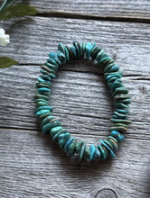 Load image into Gallery viewer, Blue Green Turquoise Nuggets 7 Inch Stretch Elastic Stretchy Bead Bracelet Gift